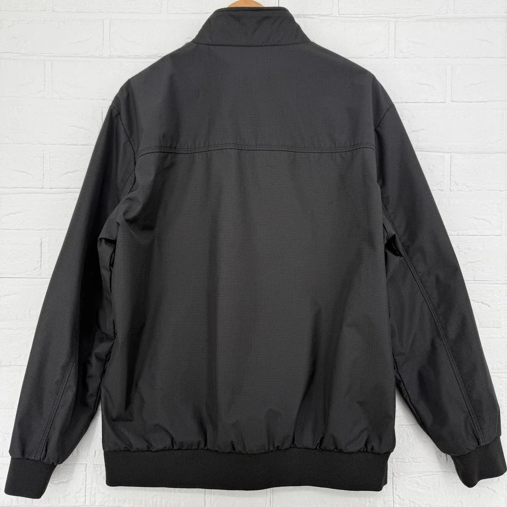 Nautica Windbreaker Jacket Mens Large Black Ripstop Full Zip Mock Neck Bomber